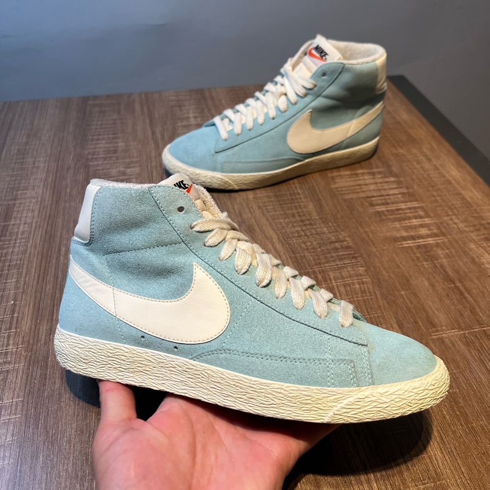 Nike Sample Blazer Womens 7.5 High Top Blue Shoes Vintage Suede Rare